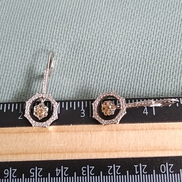 🌻 GOLDEN IMPERIAL TOPAZ, CAMB ZIRCON DROP EARRING - Picture 2 of 5